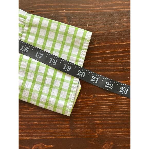 J.McLaughlin Checkered Button Up Shirt Sz 0 Pistachio Green Designer Luxury - Picture 11 of 13